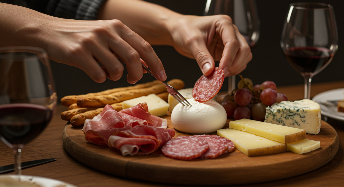 Preparazione tagliere salumi e formaggi